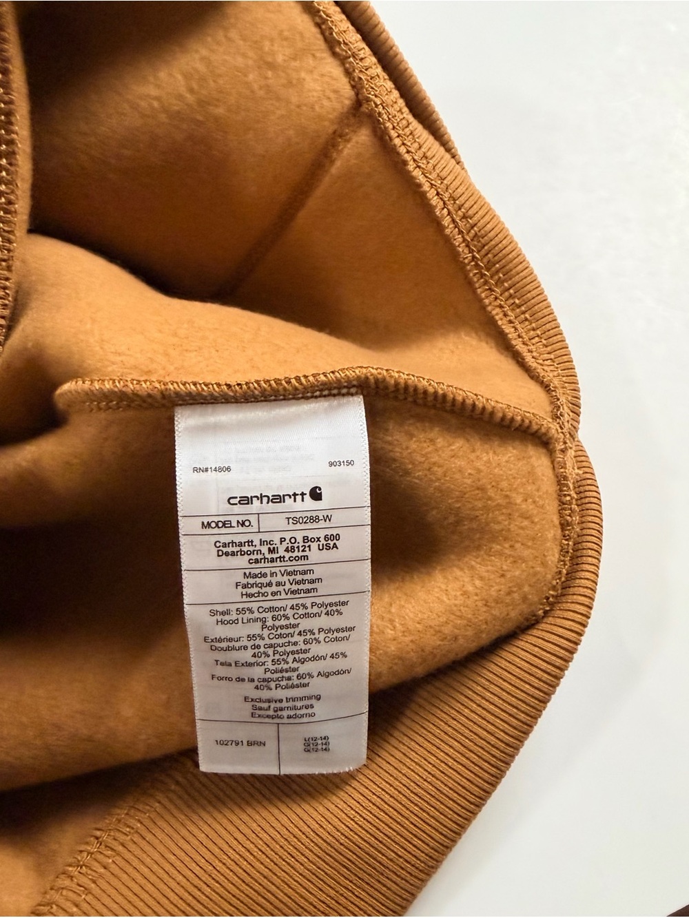 Carhartt Women’s Clarksburg Hoodie Large Brown Relaxed Fit Logo Sleeve NWT 10279 - Picture 9 of 10